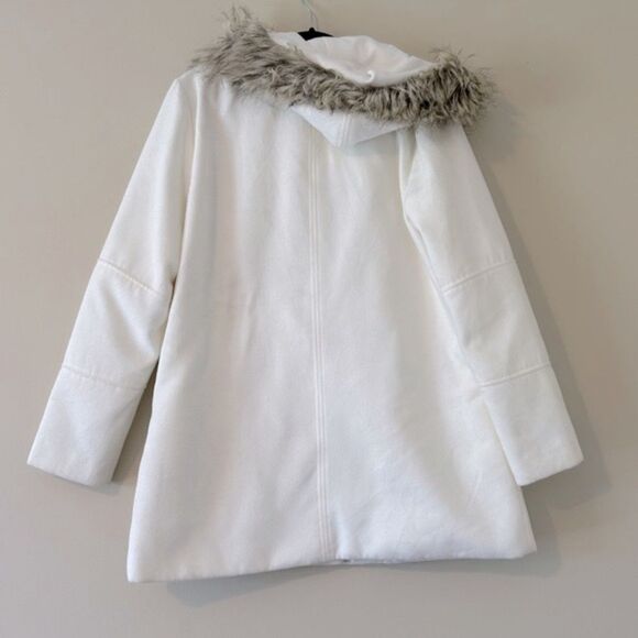 Cupcakes and Cashmere Ivory Standford Coat Faux Fur Hood Woman’s Large - Picture 3 of 14